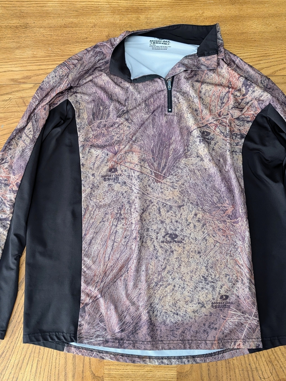 Mossy Oak Camo Quarter-Zip Pullover - Brown/Black Brush Camo